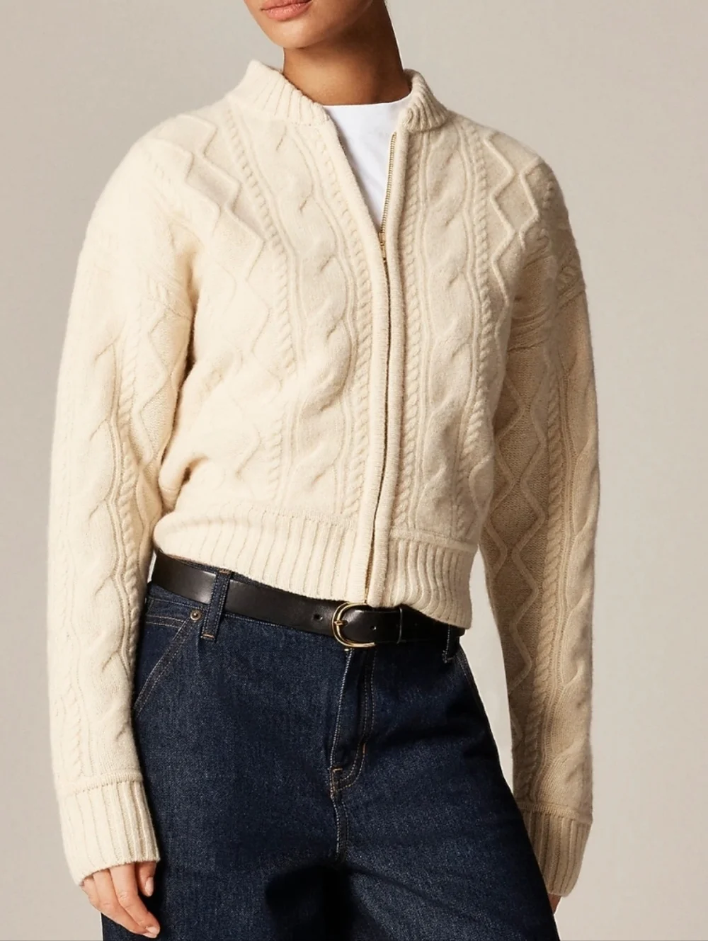 NWT J. Crew Wool cable-knit bomber jacket